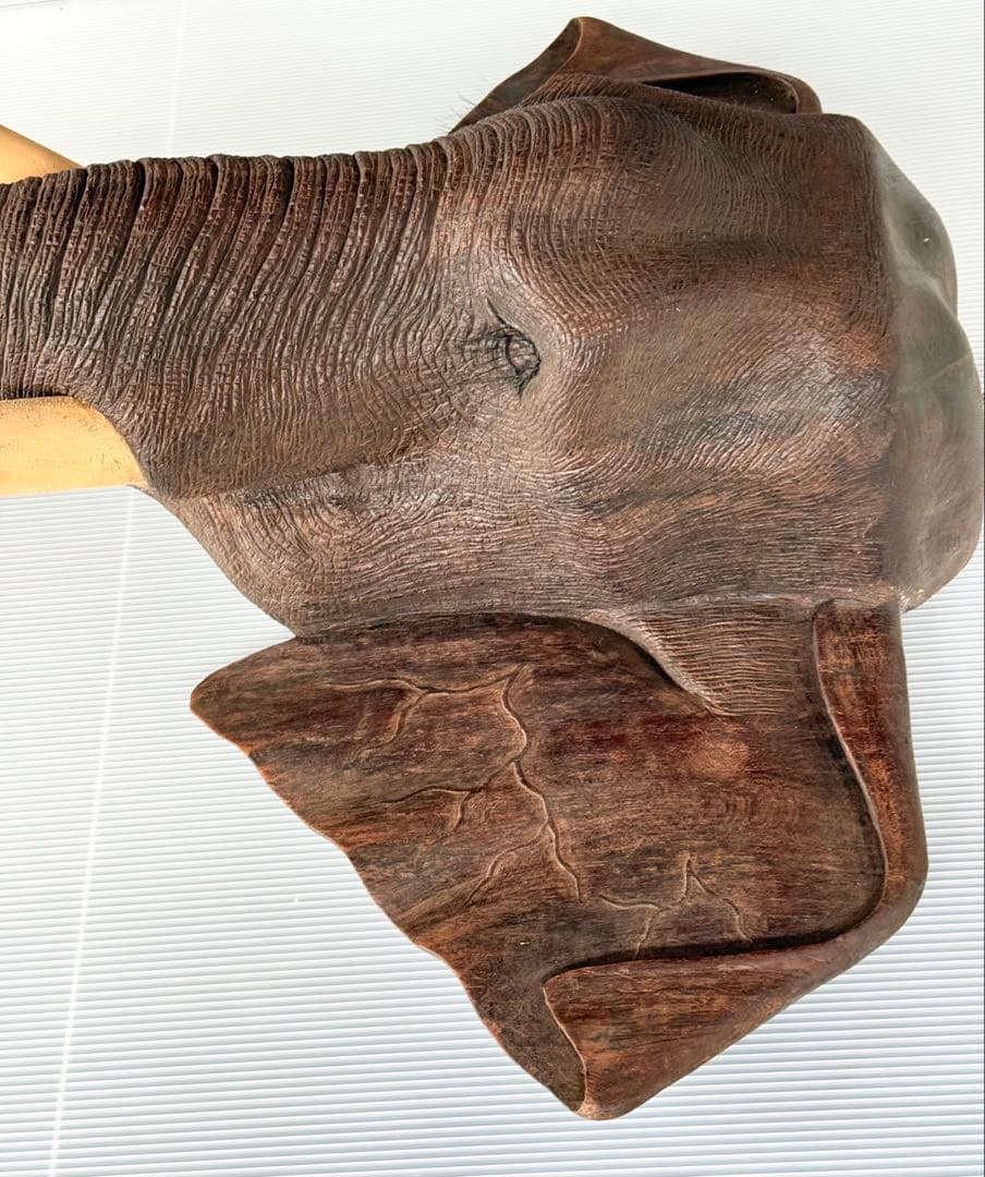 配達 引き取り値引き サイズ大♪ リアル 彫刻 アンティーク 木製 ゾウ 象 配達 引き取り値引き サイズ大♪ リアル 彫刻 アンティーク 木製 ゾウ 象
