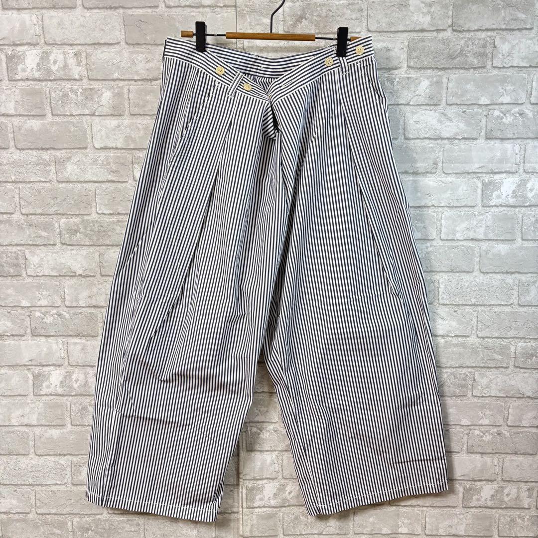ネストローブ ワイドパンツ 美品 大きいサイズ 綿100 ゆるダボ ストライプ