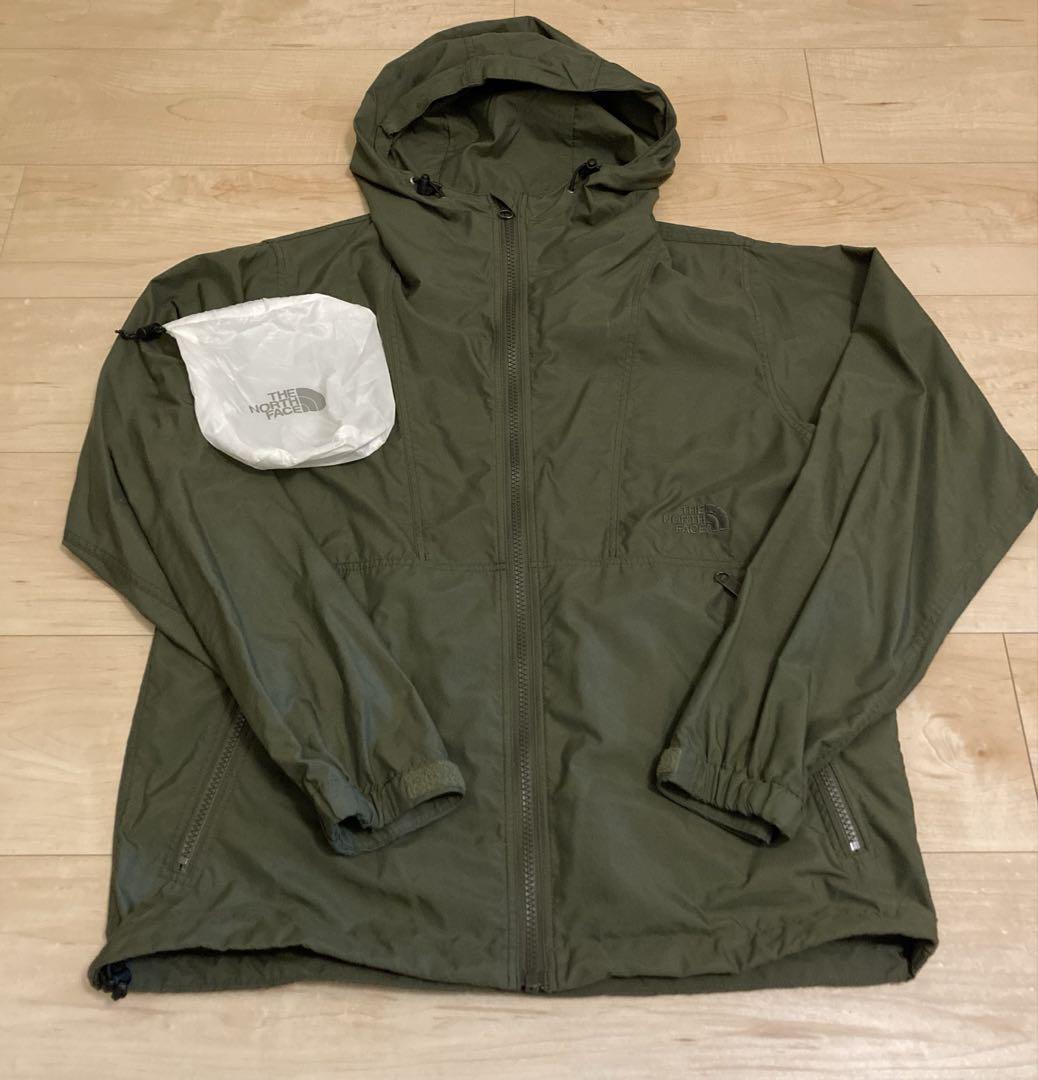 美品THE NORTH FACE 軽量フードジャケット Mオリーブ収納袋付