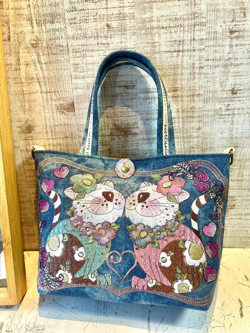 ロラライハリス♡ライトブルーWデニム♡刺繍のちょこっとお出かけミニバッグ♡