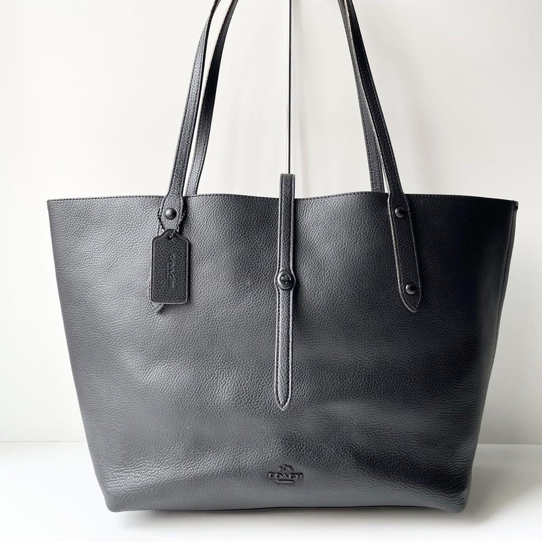 COACH 黒 レザー トートバッグ A4対応 COACH 新品♡ マーケット トートバッグ レザー A4 黒 星柄 スター