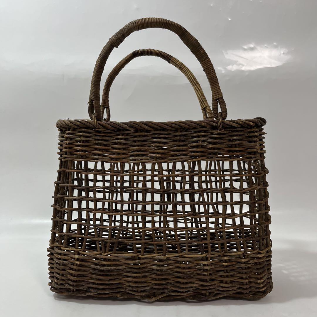 専用です。あけびカゴバッグ透かし編み 透かし編みあけび籠(国産材/中サイズ/リング取手)(約)幅34×マチ