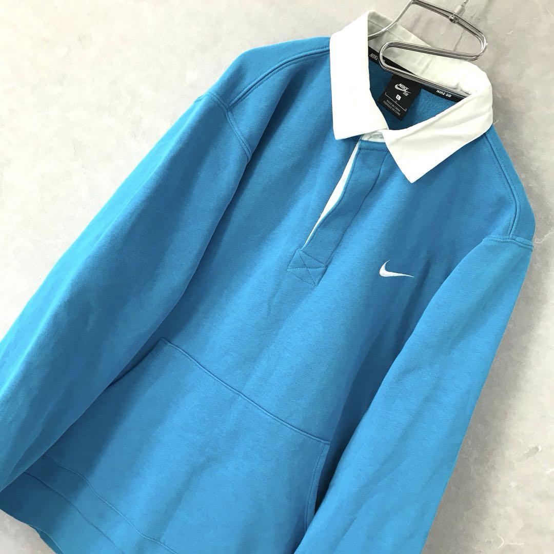 NIKE SB スウェット ラガーシャツ トレーナー ブルー×ホワイト L