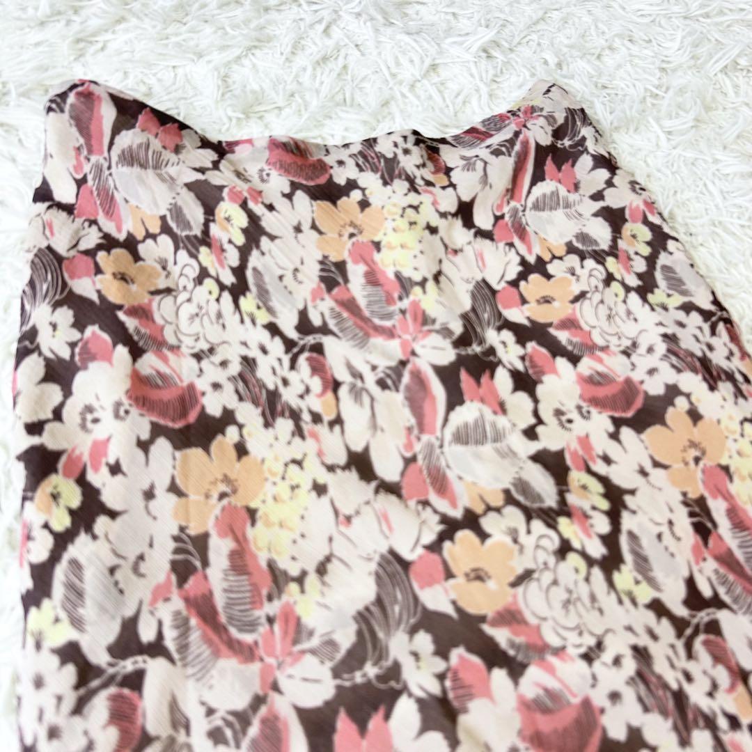 【新品】ローレンラルフローレン　花柄ロングスカート　L ベージュ　ピンク 現行 ポロラルフローレン 佐藤栞里着用 ジョーゼット 花柄ロング