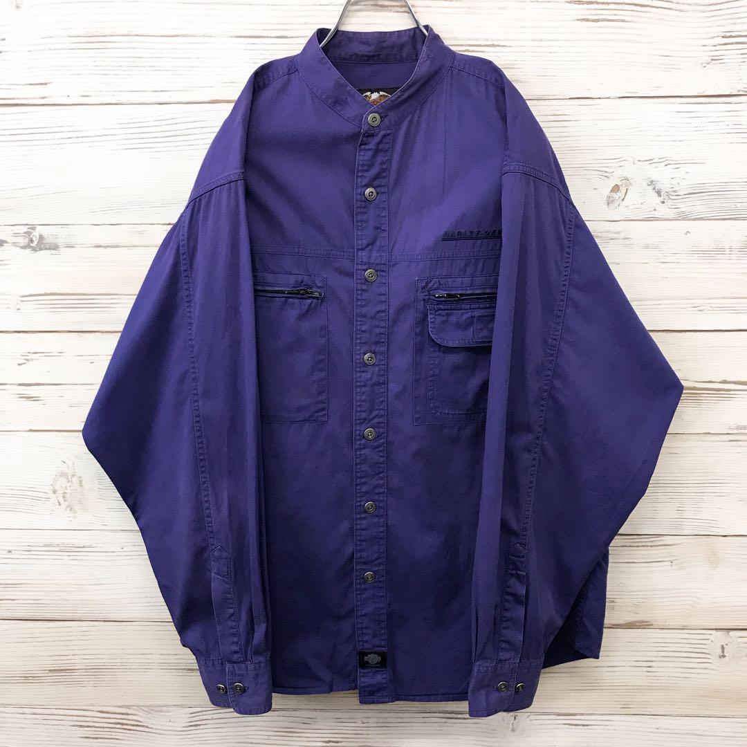 《希少カラー》ハーレーダビッドソン☆長袖シャツ L パープル NS188