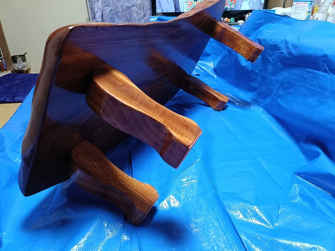 天然ケヤキ一枚板ローテーブル目立った傷や汚れなし