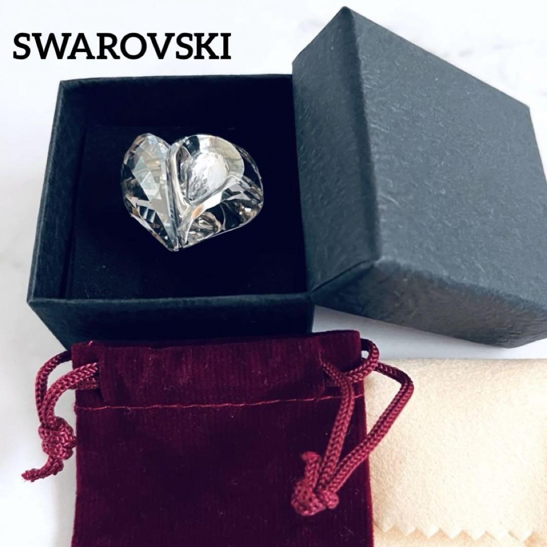美品 SWAROVSKI スワロフスキー 大粒 ハート リング 指輪