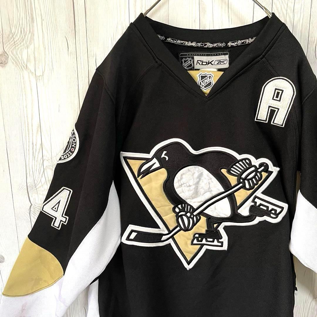 NHL　アイスホッケー　ゲームシャツ　カナダ製　ピッツバーグ ペンギンズ　黒44