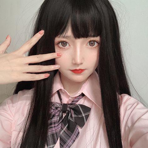 人毛100%ロングストレート☆ブラウンブラック☆高品質☆日常?自然 ウィッグ