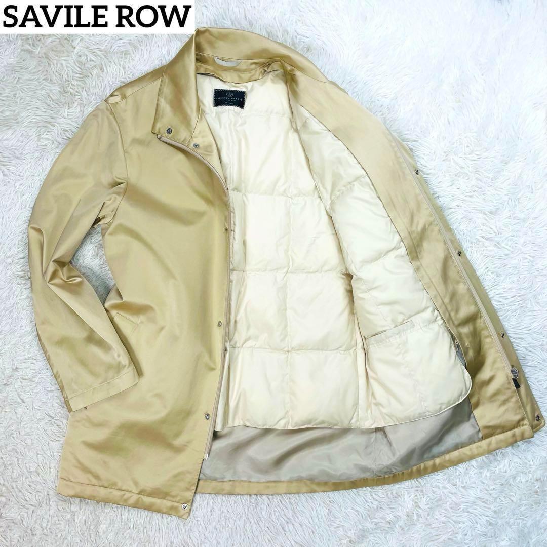 セヴィルロウ シルク50% ダウンインナー付 ステンカラーコート L アイボリーL・Savile Row