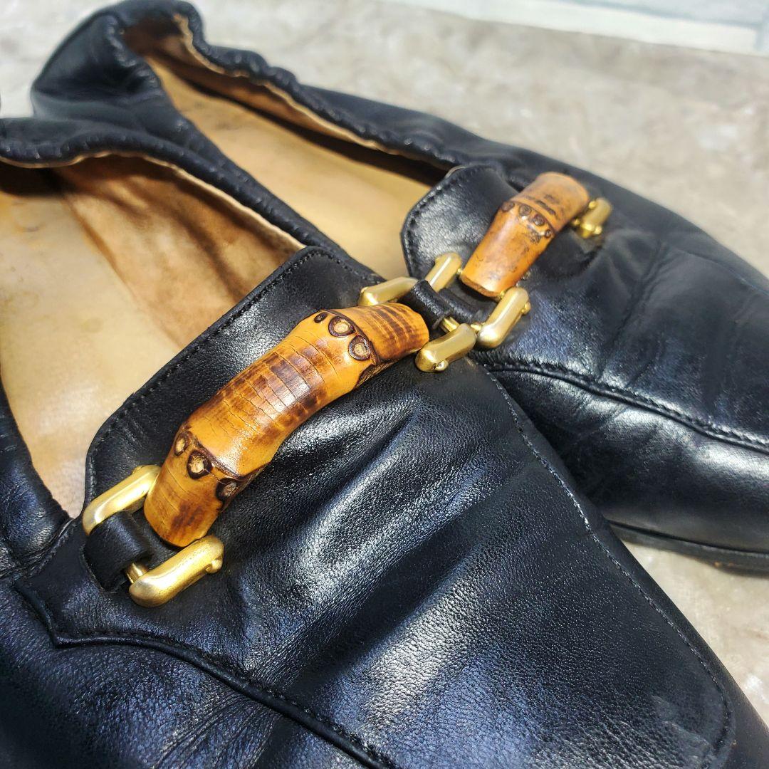 GUCCI グッチ 23cm フラットシューズ 革靴 黒 バンブービット 36