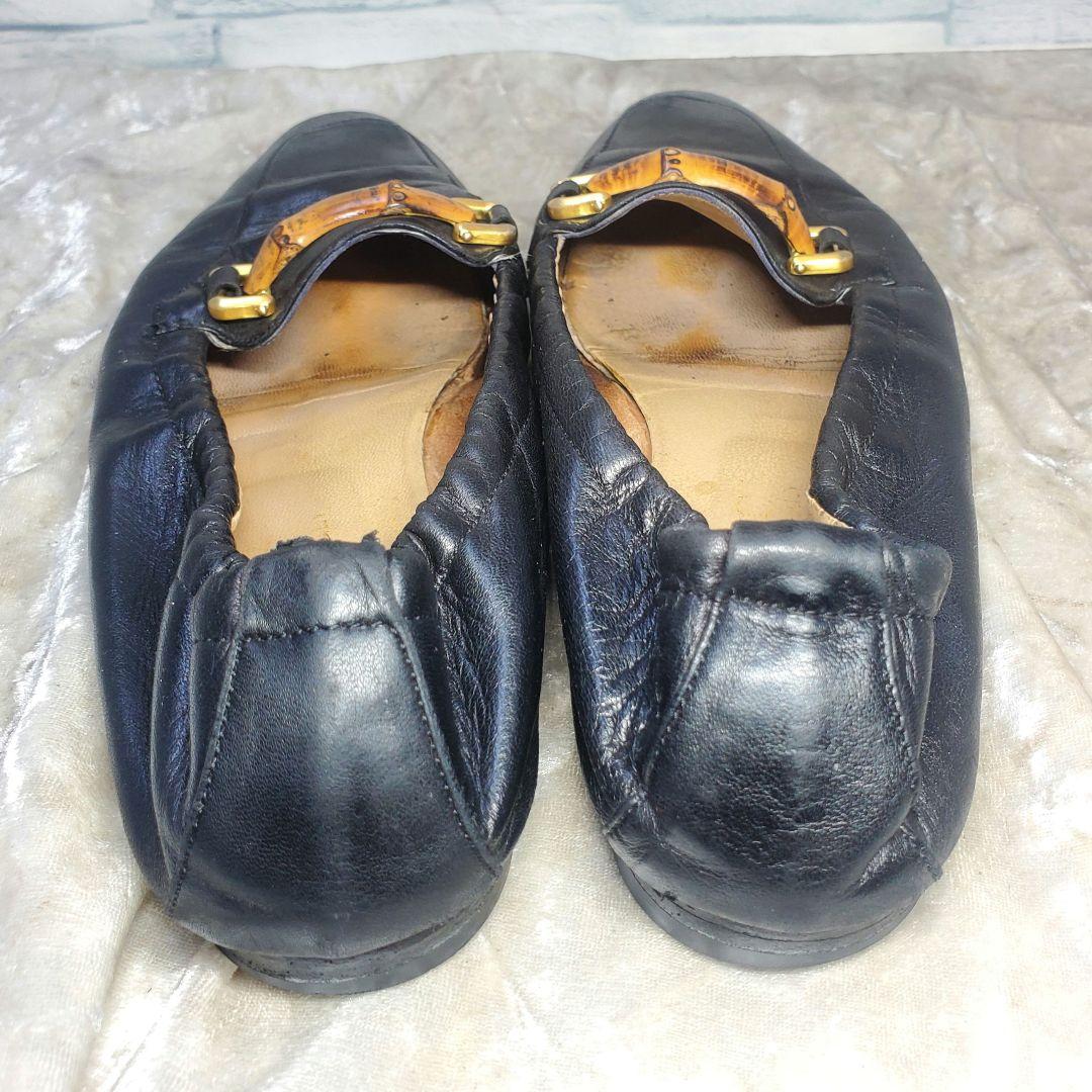 大人気！まとめ一覧 GUCCI 36 バンブービット 黒 革靴 フラットシューズ 23cm グッチ 靴