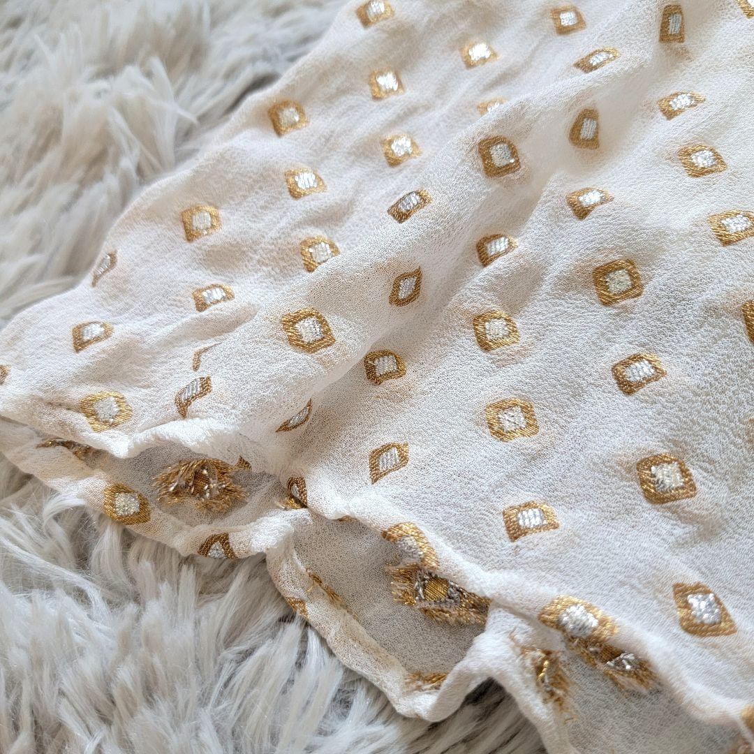 ヌキテパ●極美品総刺繍♪ダイヤ柄シフォンAラインフレアシルエットマキシ丈スカート ヌキテパ●極美品総刺繍♪ダイヤ柄シフォンAラインフレアシルエットマキシ丈スカート