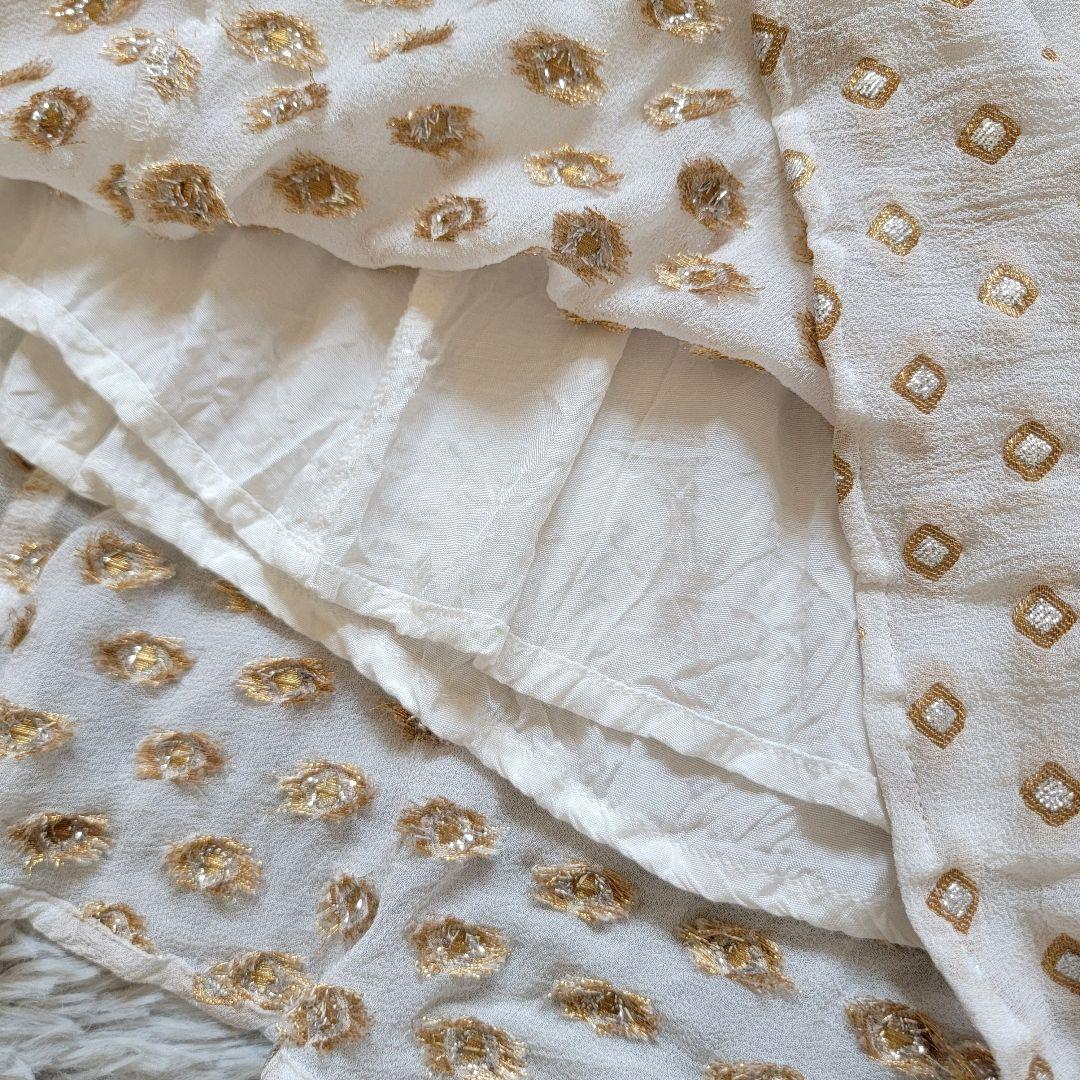 ヌキテパ●極美品総刺繍♪ダイヤ柄シフォンAラインフレアシルエットマキシ丈スカート ヌキテパ●極美品総刺繍♪ダイヤ柄シフォンAラインフレアシルエットマキシ丈スカート