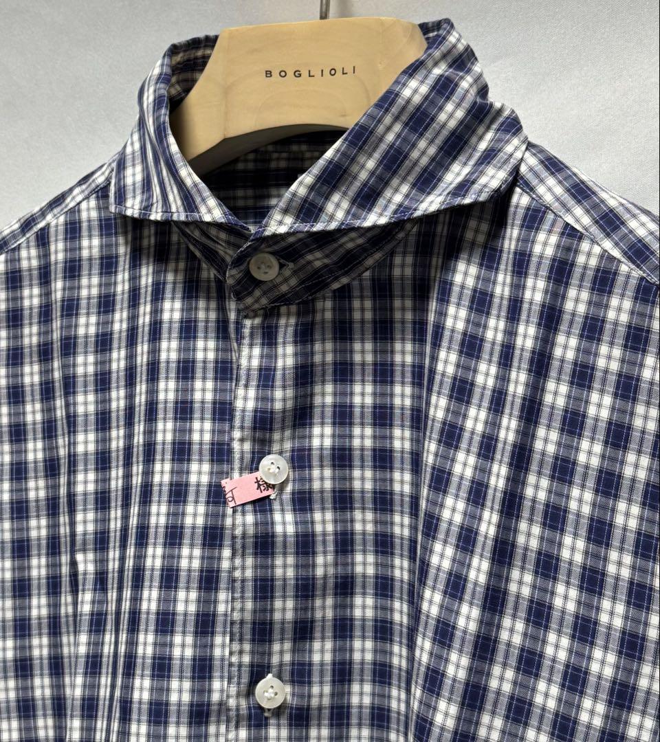 ◆国内正規品【M】フィナモレ ◆美品！ SERGIO『チェック・長袖シャツ』◆ ◇国内正規品【M】フィナモレ ◇美品！ SERGIO『チェック・長袖