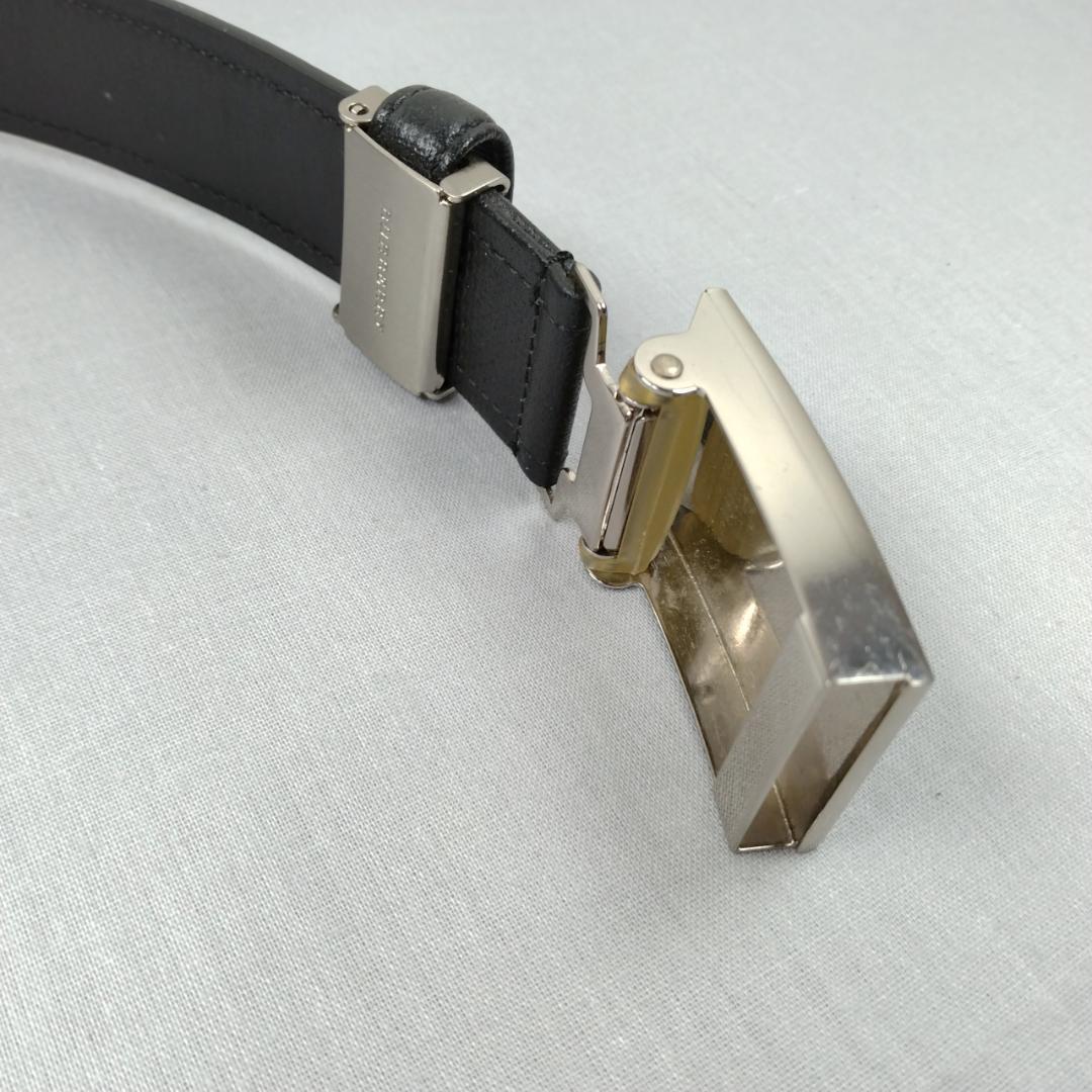 美品☆バーバリー メンズベルト 型押しリアルレザー 本革 黒