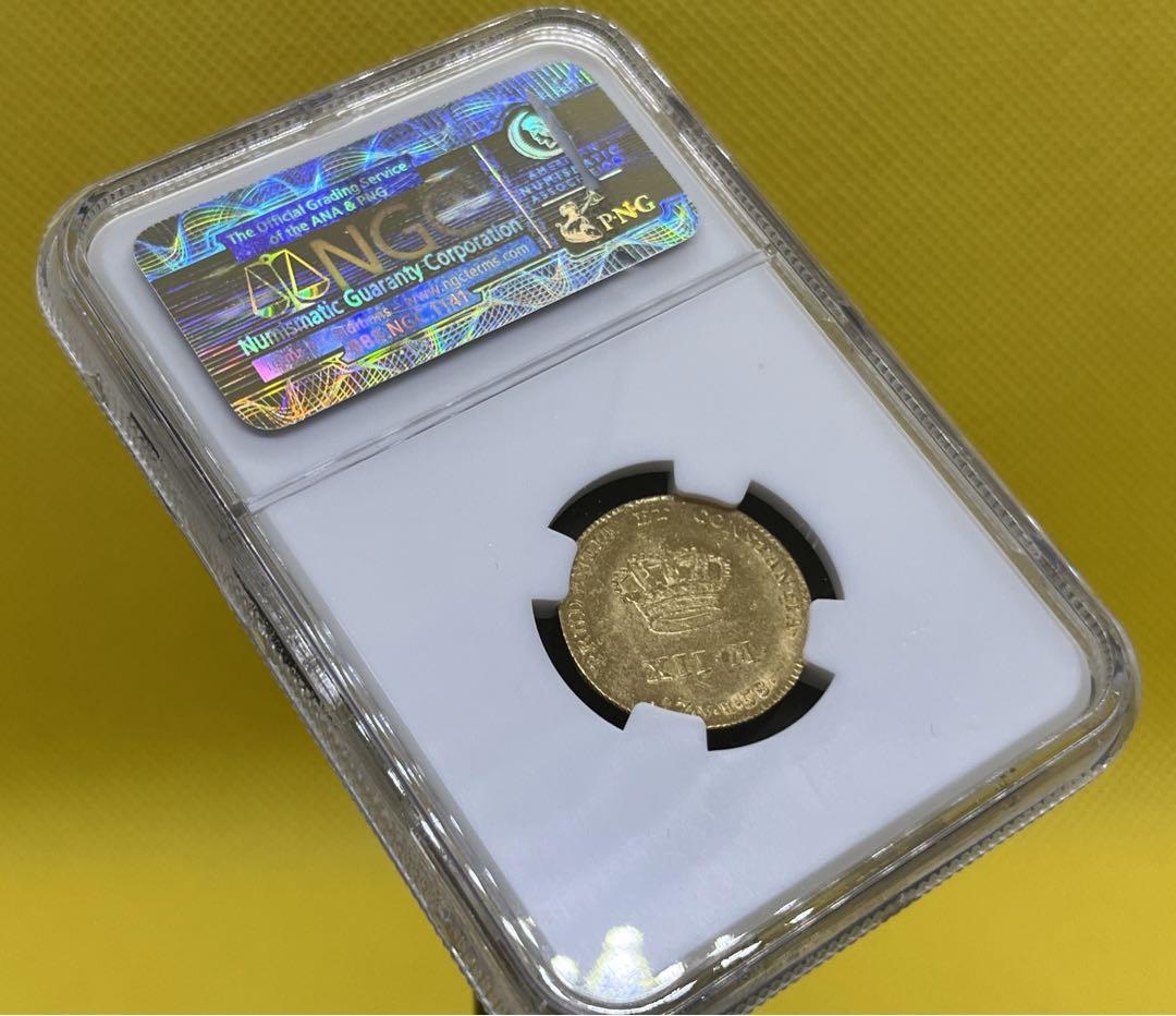 デンマーク 1758年 フレデリック5世 12マルク NGC鑑定 MS64