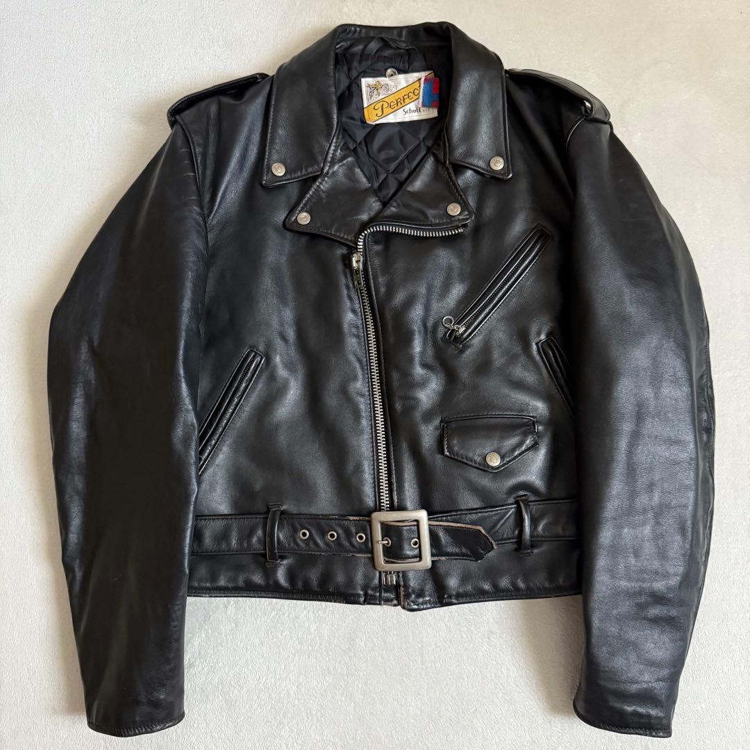 Schott 618 ダブルライダースジャケット ブラック 44