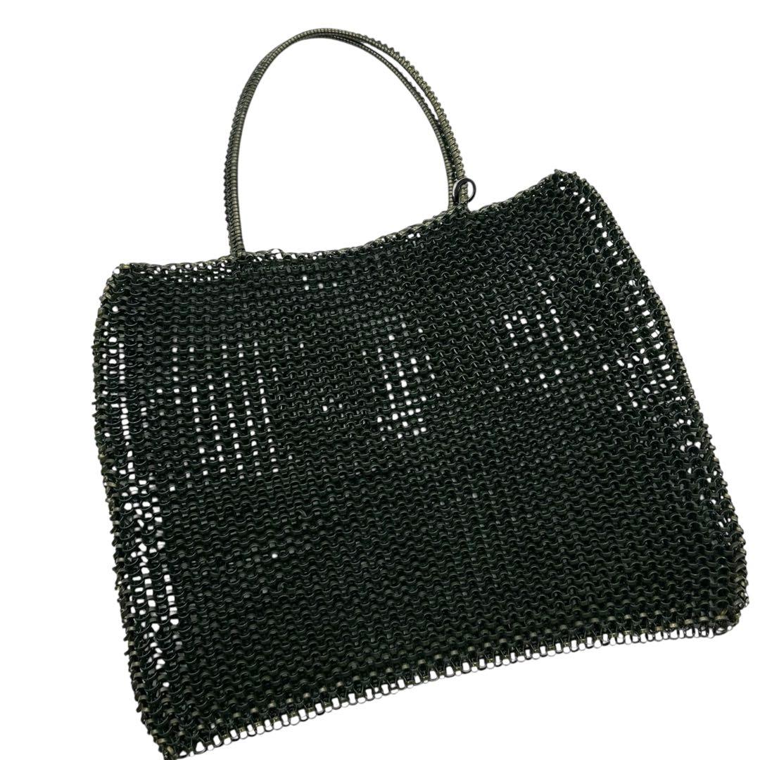 ベタ無し アンテプリマ ワイヤーバッグ トートバッグ スクエア 緑 肩掛けANTEPRIMA