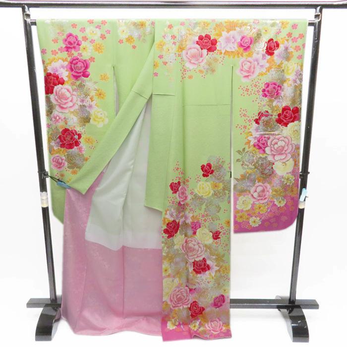 爆買い大得価 振袖 正絹 花模様 金駒刺繍 成人式 トール 銀通し A549-5 L 中古 6ROHz-m53430785450 高品質SALE