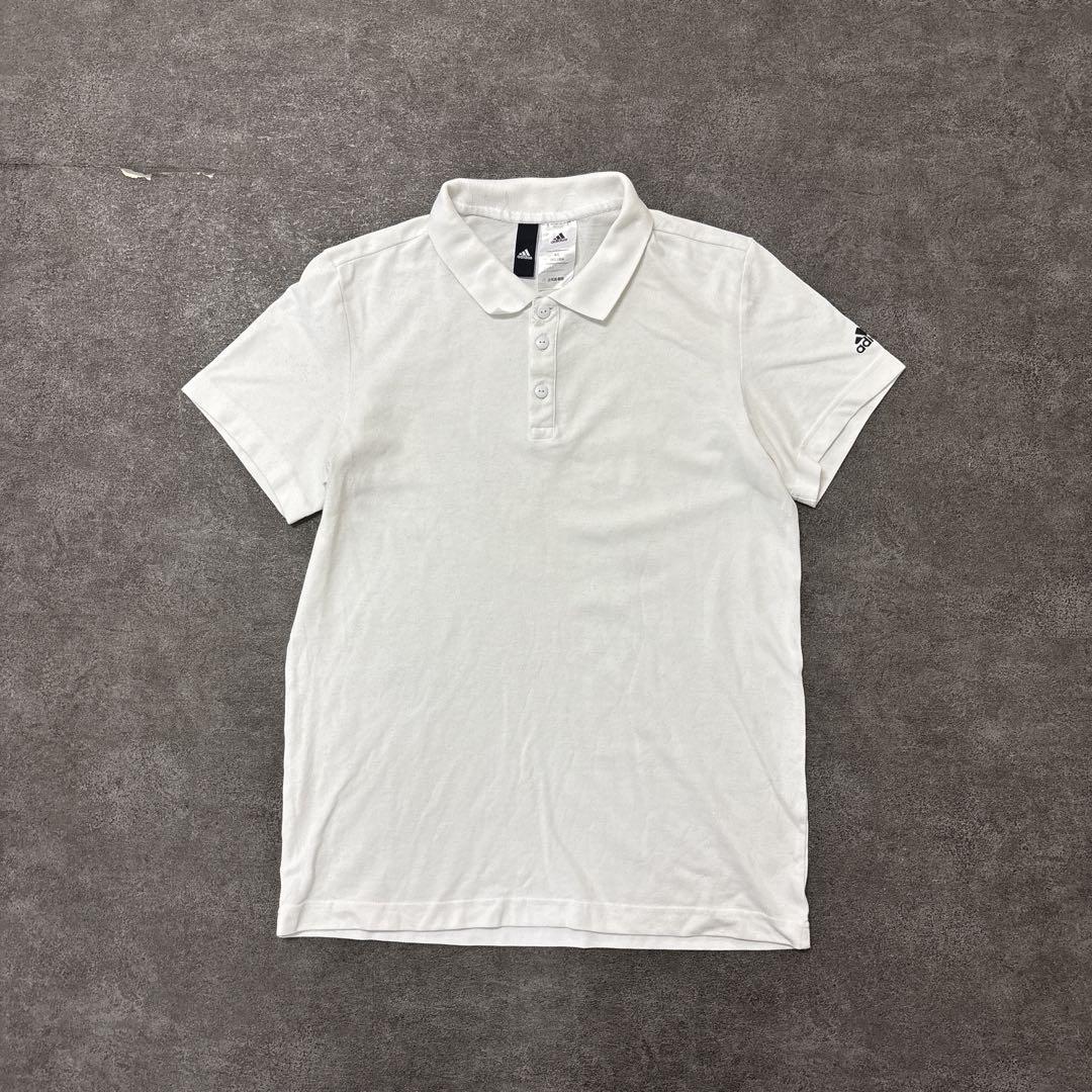 7SM3【adidas】ワンポイントロゴプリント　半袖ポロシャツ　白　古着 5,080円
