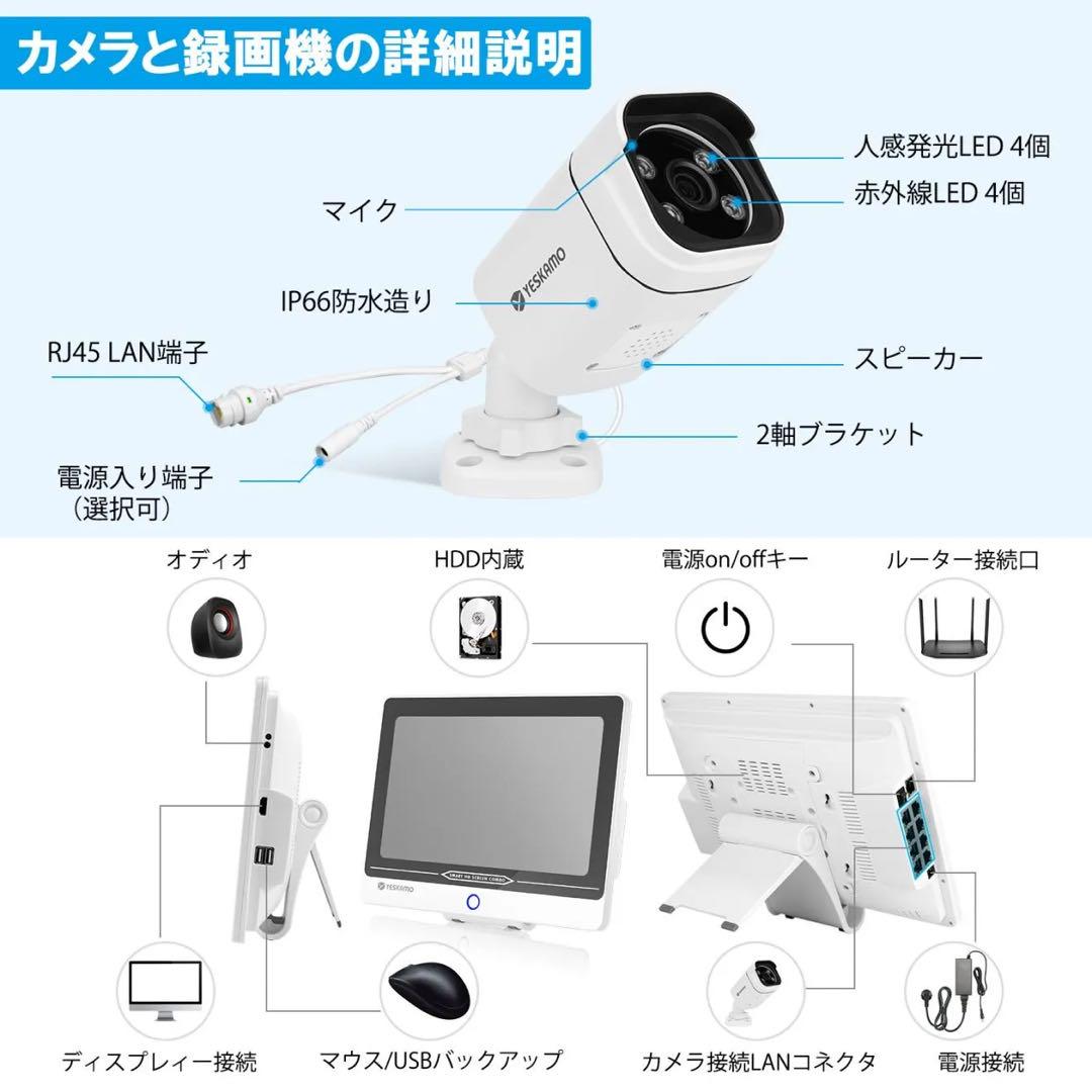 ★YESKAMO 12インチモニター付き 4台カメラセット 3TBストレージ★