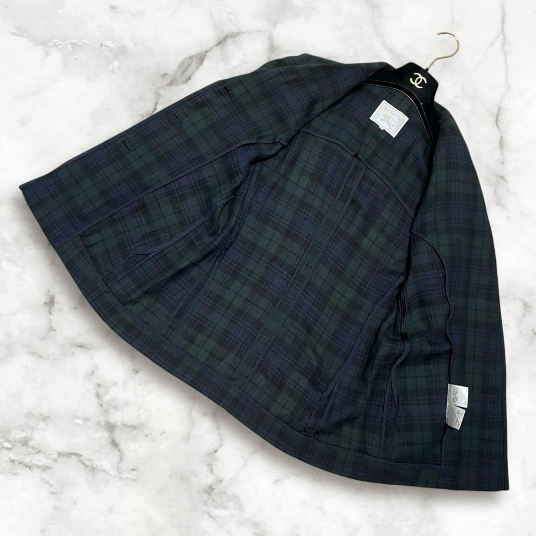 Burberrys リネン100% 金ボタン チェック総柄 テーラード