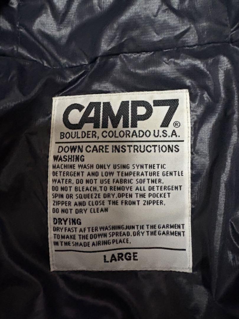 CAMP7 フード付きダウンジャケット Lサイズ ネイビー
