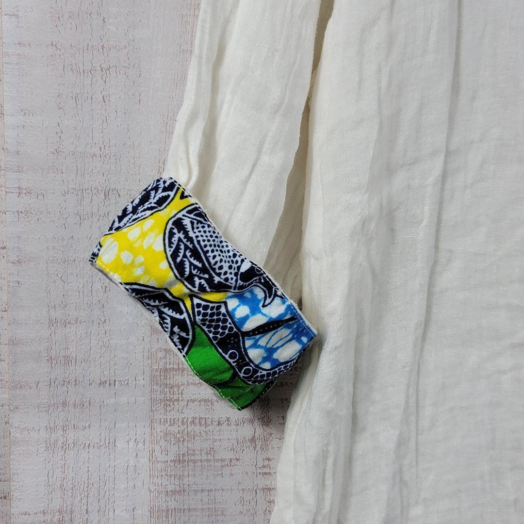 MALAIKA【XL】スカーフ柄 カットソー コットン ブラウス 7分袖 薄手
