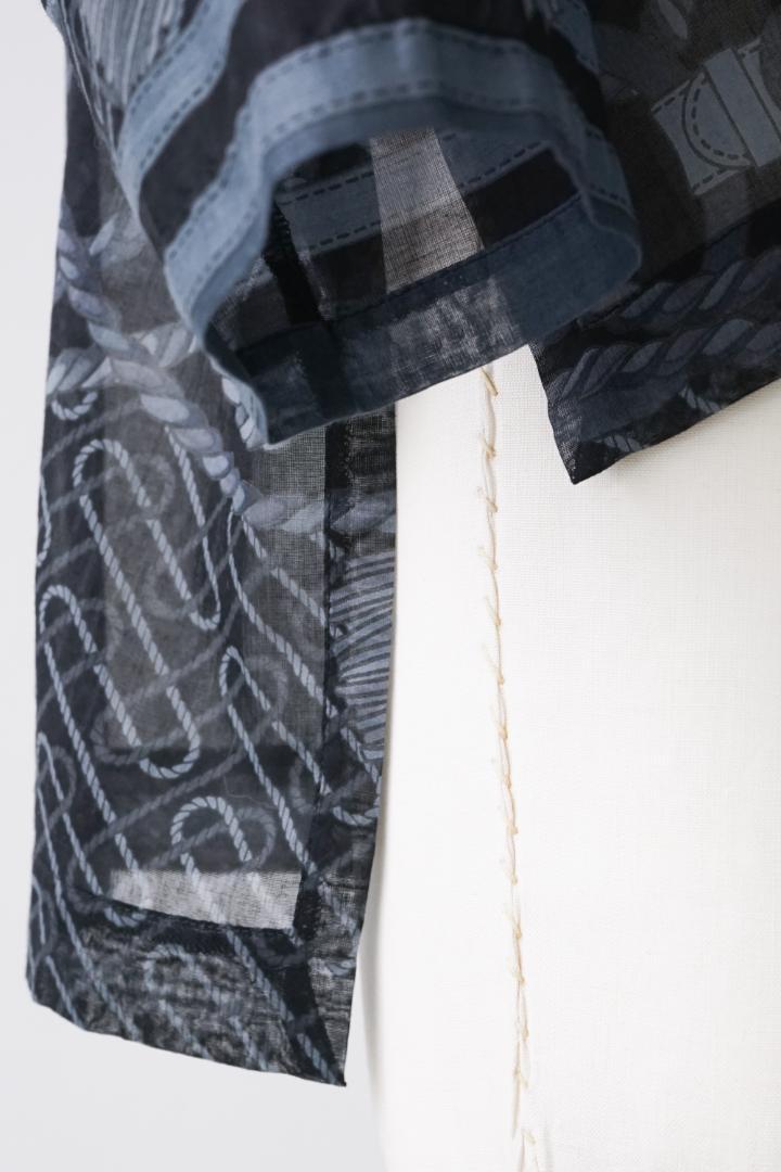 HERMES エルメス シースルー 総柄 シャツ