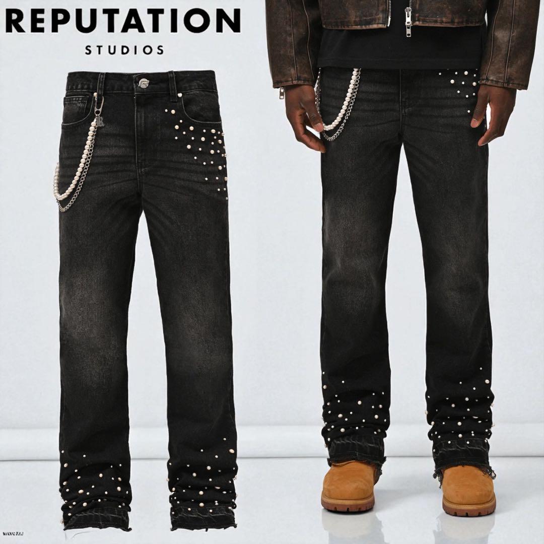 新品 Reputation Studios パール フレア デニム パンツ M - メルカリ