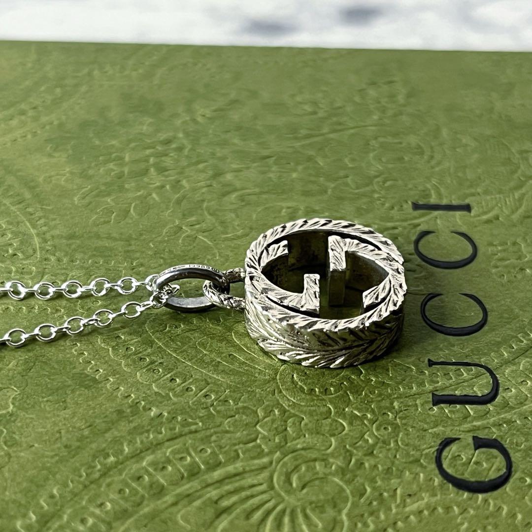 訳アリ【極美品】GUCCI インターロッキングG ネックレス アラベスク 極美品✨】GUCCI ネックレス アラベスク インターロッキングG 燻