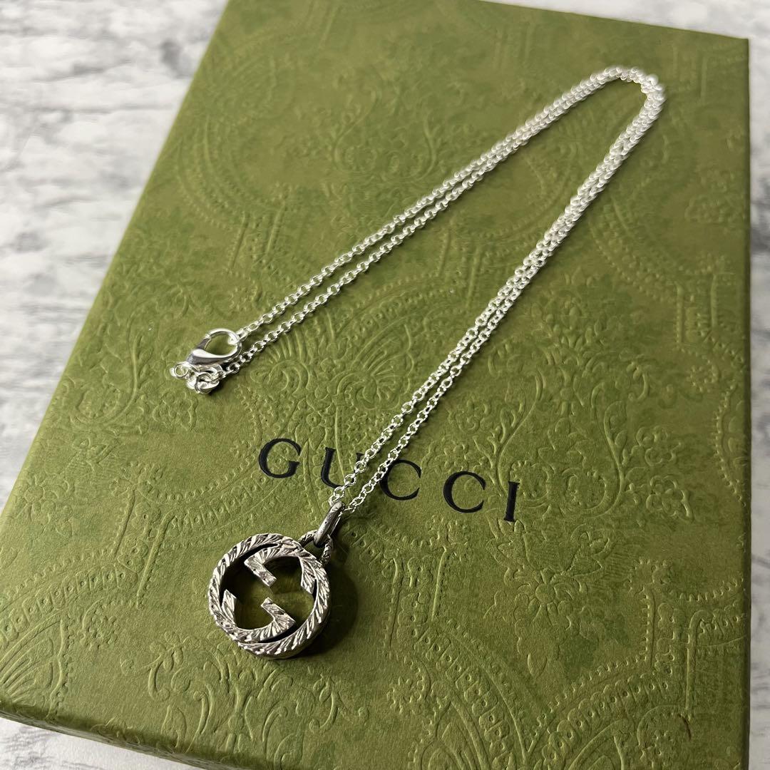 美品　グッチ　アラベスク　ネックレス　燻　925 社外品　付属品 GUCCI - 【美品 社外チェーン】GUCCI アラベスク インター