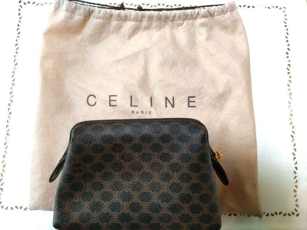 CELINEセリーヌ マカダム柄ポーチ ブラック 美品 イタリア製