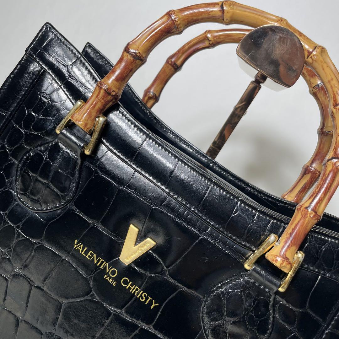 公式の店舗 VALENTINO 美品】 CHRISTY メルカリ - クロコ型押し ヴァレンティノ バッグ