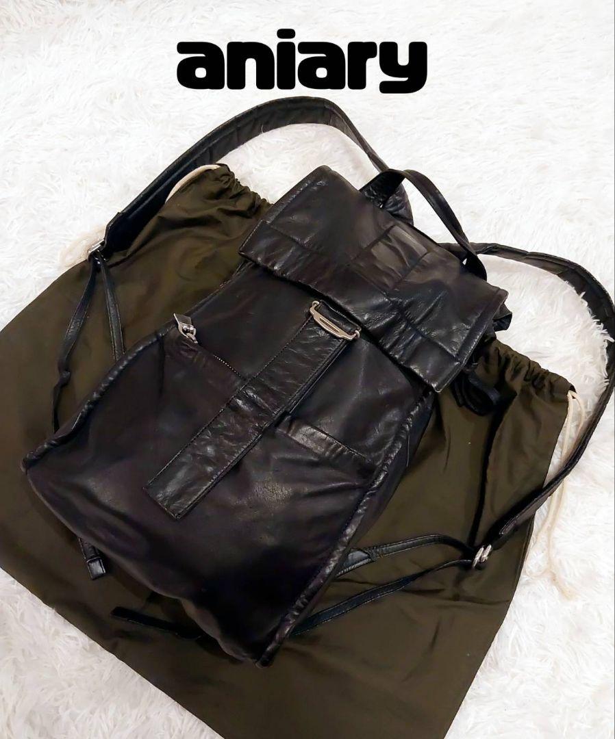 aniary　リュック　バッグパック　本革　2WAY　金具　レザー