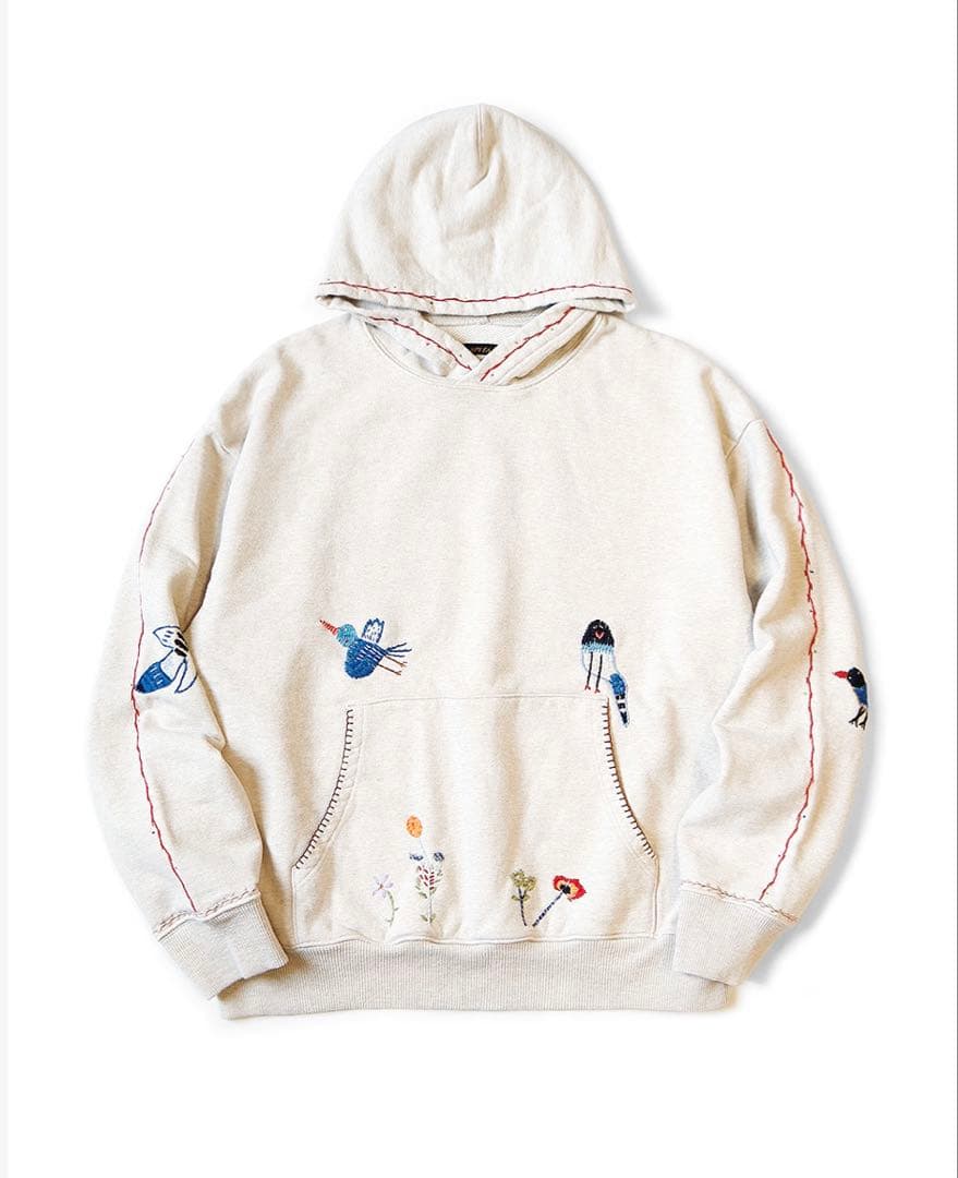 Kapital TOP裏毛 フードスウェット(マグパイ刺繍)(キナリ,size4