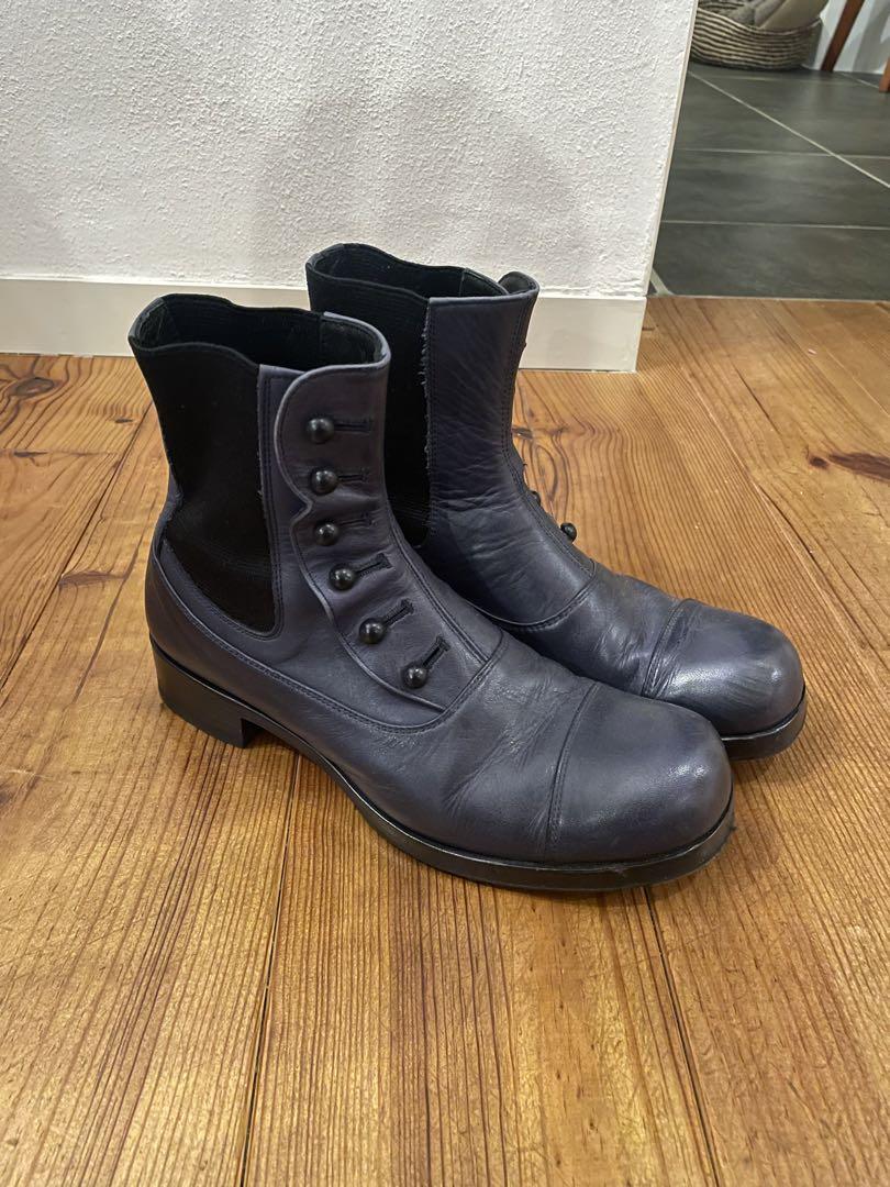 Beautiful shoes ボタンブーツ　ネイビー　24