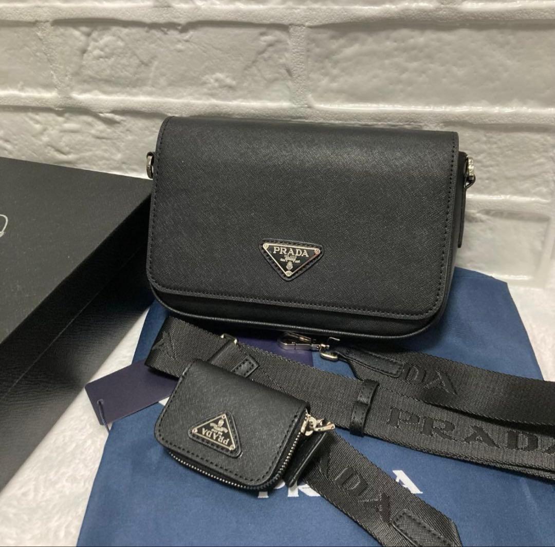 PRADA JUD005 サフィアーノレザー ショルダーバッグ ネロ