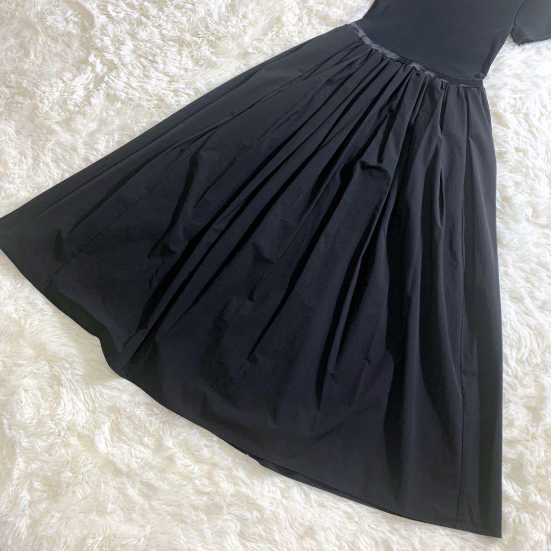 美品 my weaknessコンビドレス ロング丈 M リブ切替 ブラック 画像7