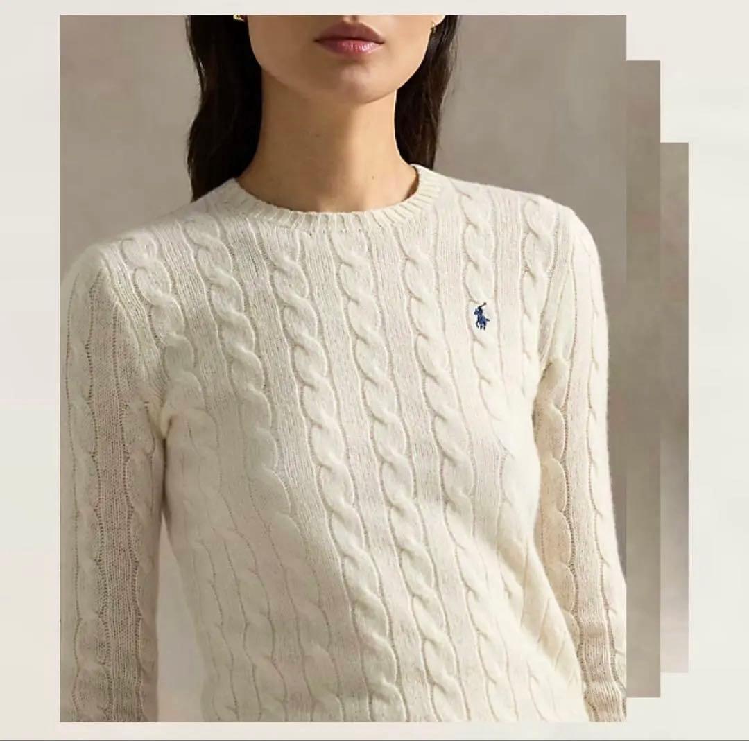 【未使用級】ポロバイラルフローレン オフホワイトケーブルニット カシミヤ混 S 【未使用級】ポロバイラルフローレン オフホワイトケーブルニット カシミヤ混 S