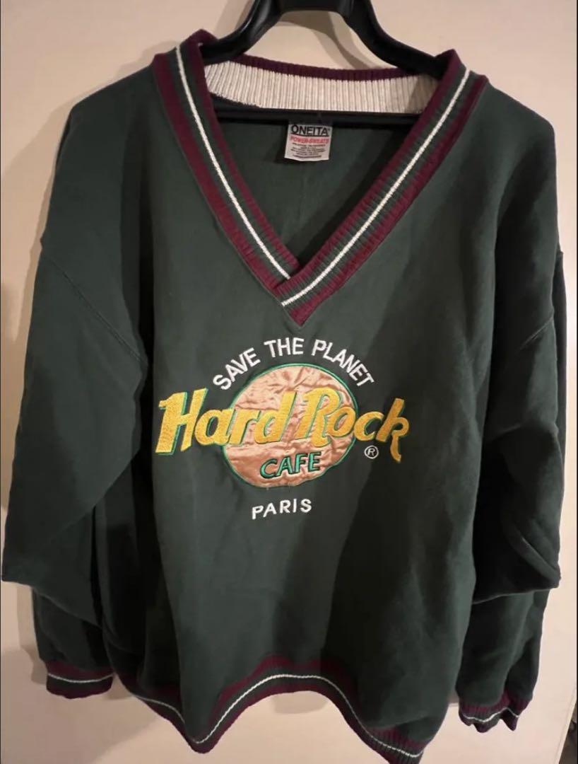 Hard Rock Cafe トレーナー USA製 ネイビー USA製 Hard Rock Cafe/ハードロックカフェ 刺繍スウェット