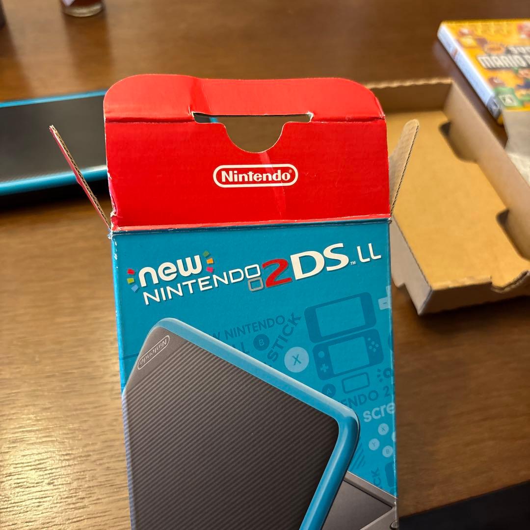 new Nintendo 2DS LL ブラック ターコイズ目立った傷や汚れなし UP786_INFO