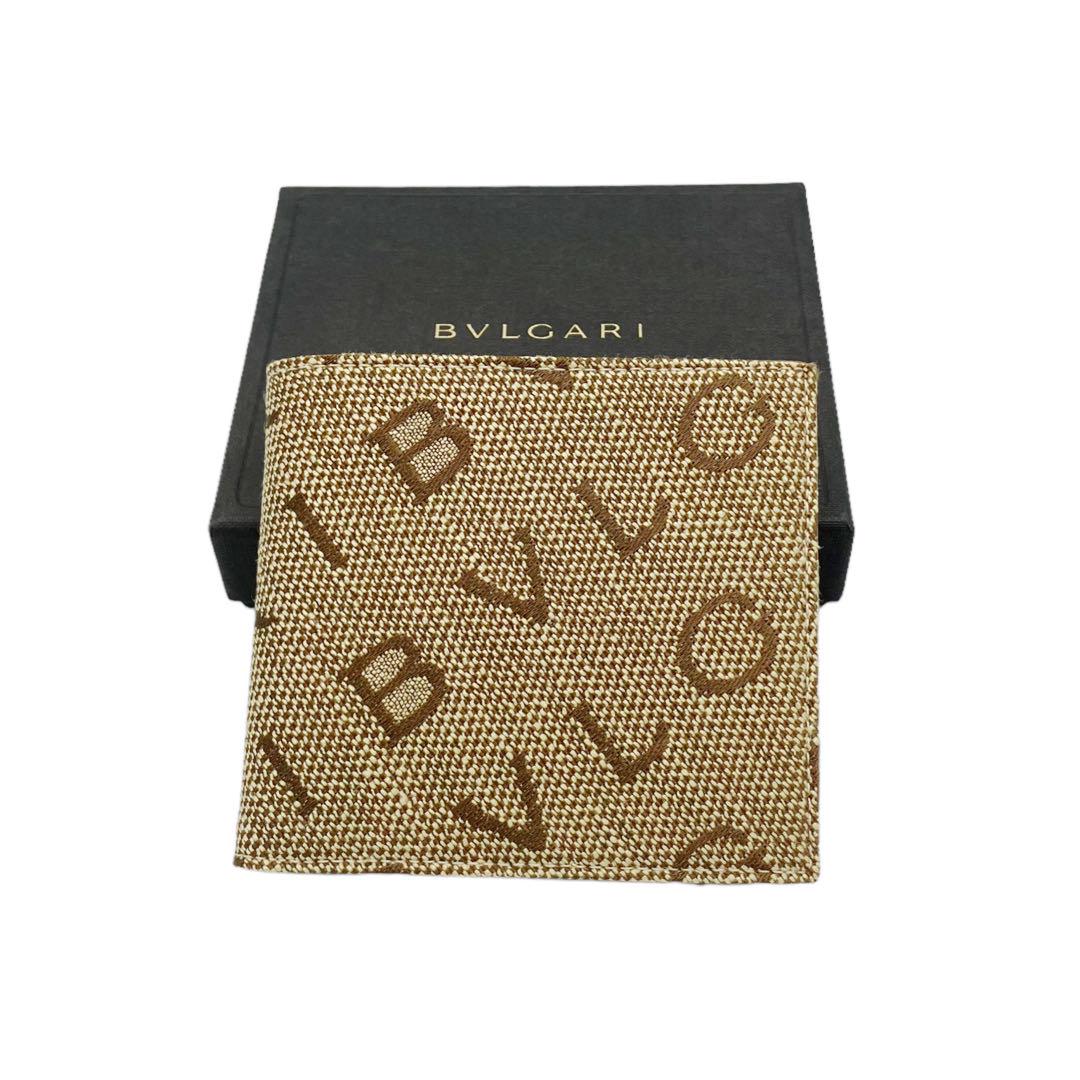 ⭐️未使用⭐️ ブルガリ ロゴマニア キャンバス 二つ折り財布