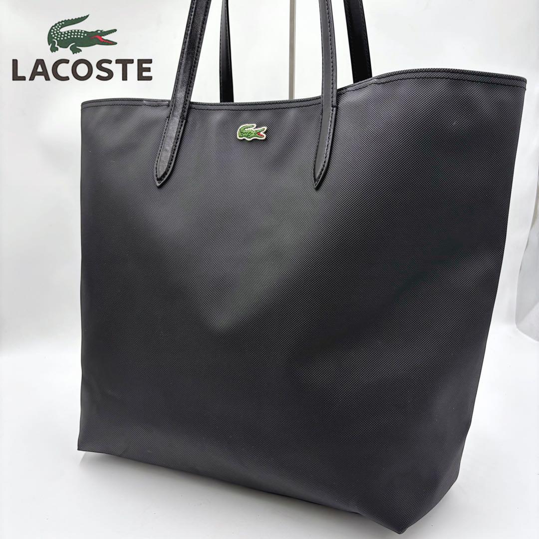 LACOSTE ラコステ レザートートバッグ 肩掛け A4可能 PVC ブラック
