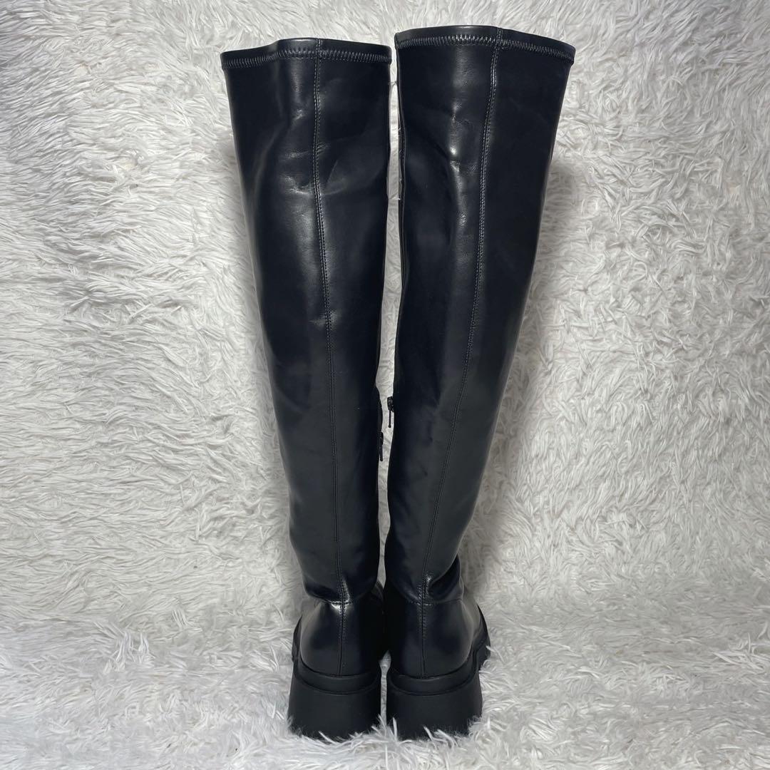 ヘザー ロングブーツ レザー　ブラック L 24〜25cm