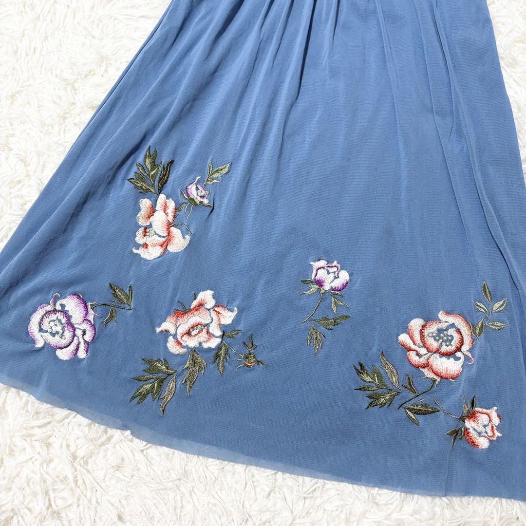 vivienne tam パワーネット　花柄刺繍　カシュクール　ワンピース　S vivienne tam パワーネット 花柄刺繍 カシュクール ワンピース S