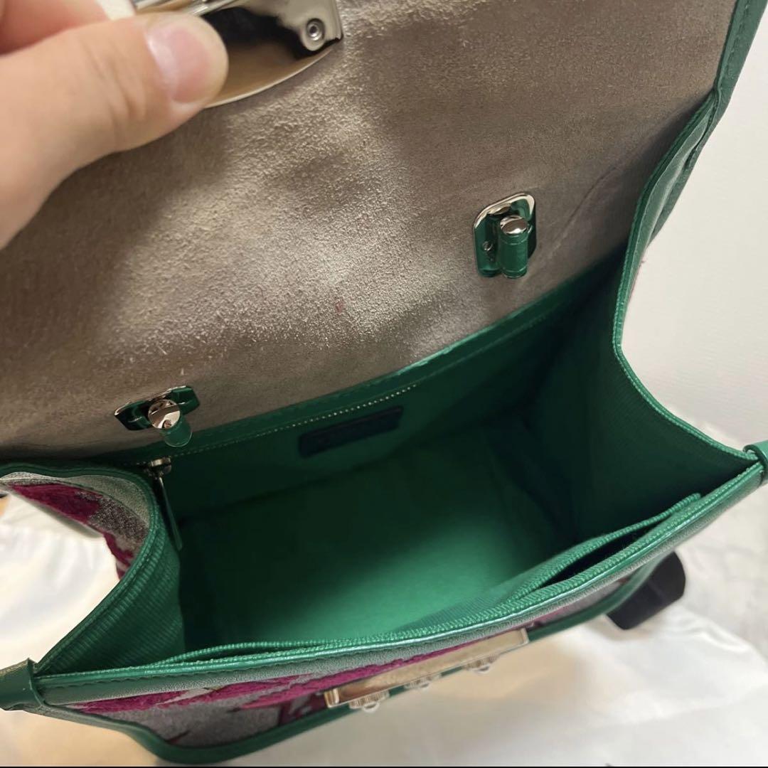 緊急セール中！激レア！FURLA 2wayバッグ　グリーン 布製