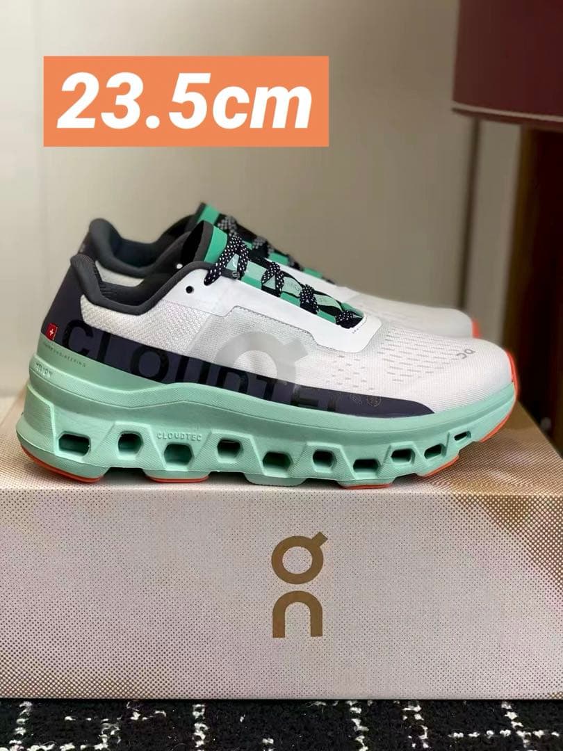 On Cloudmonster ホワイト/グリン 23.5cm