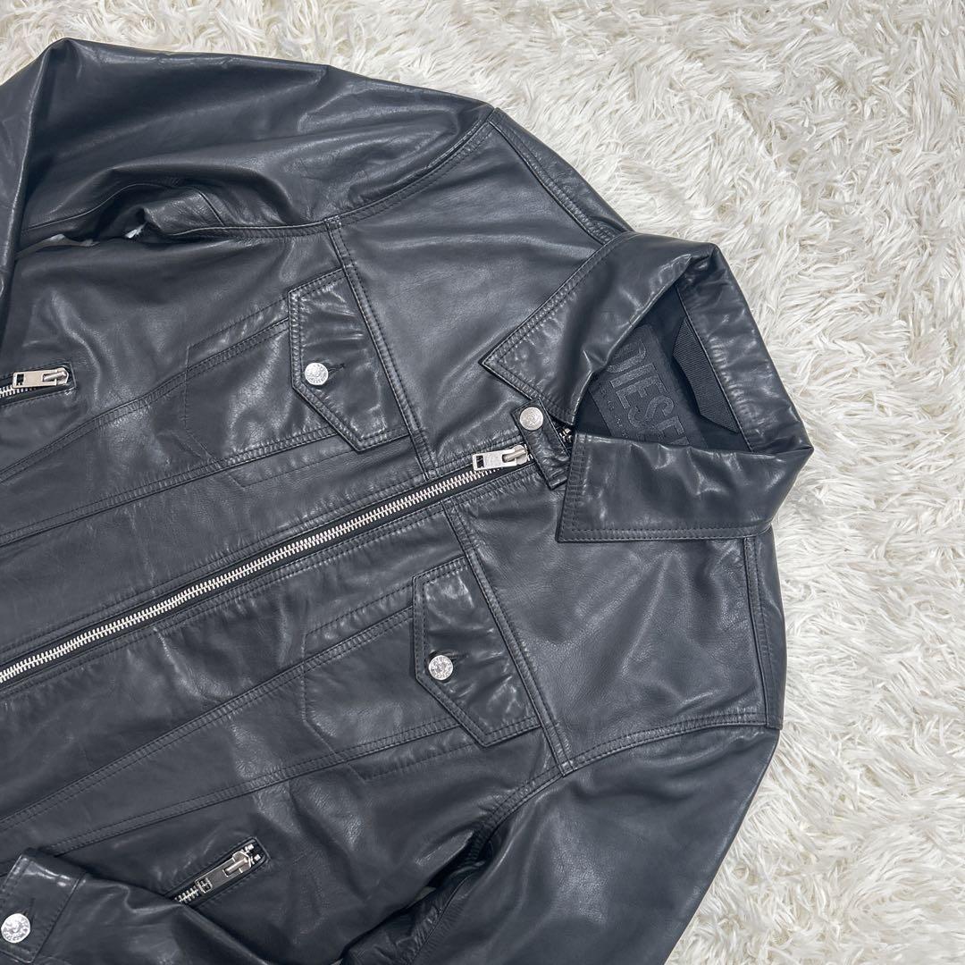 ☆新品同様☆】未使用級 極美品 DIESEL レザージャケット L 黒 牛革